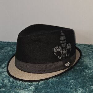 Black Fedora with Fleur-de-Lis Design Mens Size L/XL